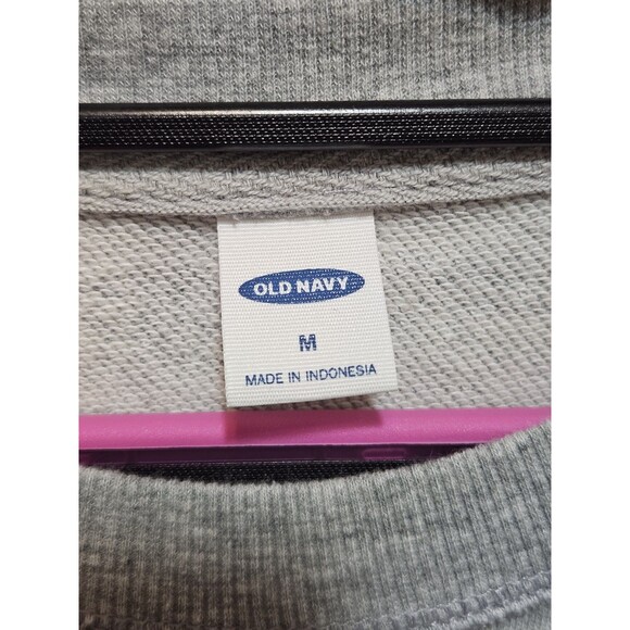 Old Navy Womens Medium Gray Sweater Cropped Palm Trees Coastal Paradise Tropical - Picture 9 of 16